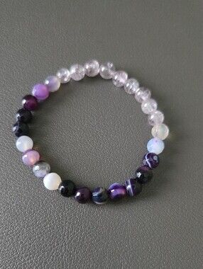 Natural amethyst along with purple banded agate Bracelet